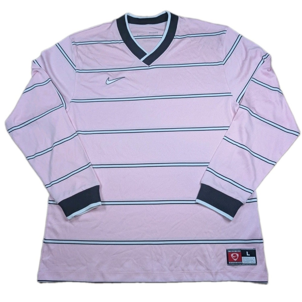 Nike Jersey Men Pink Sz L Dri-FIT Loose Soccer Futbol Long-Sleeve Gym Tennis